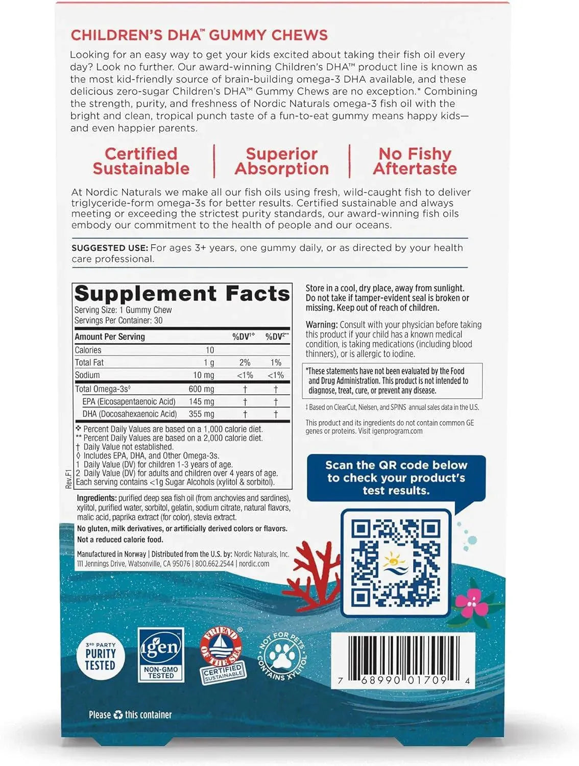 NORDIC NATURALS - Nordic Naturals Zero Sugar Children’s DHA Gummy Chews 30 Gomitas - The Red Vitamin MX - Suplementos Alimenticios - {{ shop.shopifyCountryName }}