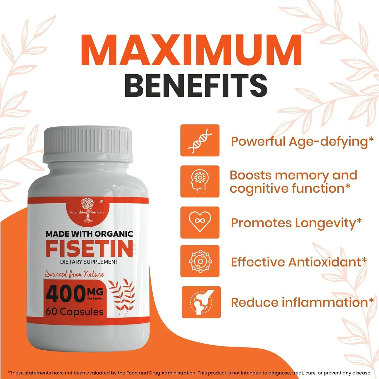 NOURISHING NUTRIENTS - Nourishing Nutrients Organic Fisetin 400Mg. 60 Capsulas - The Red Vitamin MX - Suplementos Alimenticios - {{ shop.shopifyCountryName }}