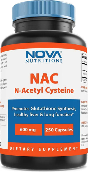 NOVA NUTRITIONS - Nova Nutritions N-Acetyl L-Cysteine NAC 600Mg. 250 Capsulas - The Red Vitamin MX - Suplementos Alimenticios - {{ shop.shopifyCountryName }}