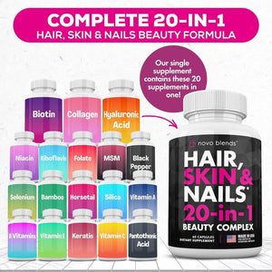 NOVO BLENDS - Novo Blends Hair Skin and Nails Vitamins 60 Capsulas - The Red Vitamin MX - Suplementos Alimenticios - {{ shop.shopifyCountryName }}