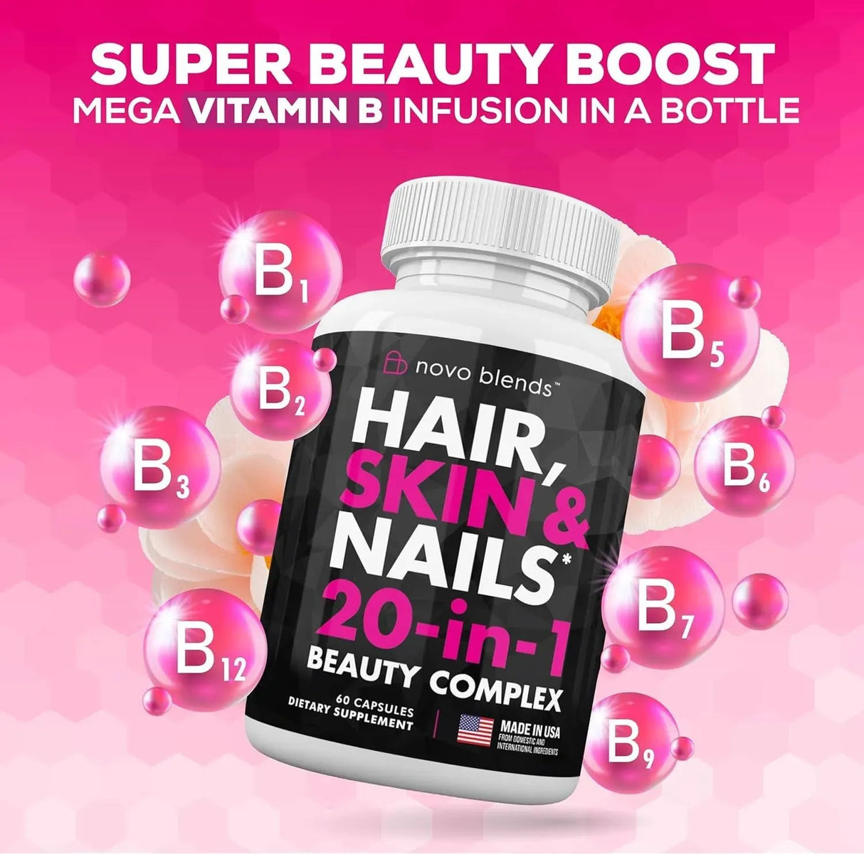 NOVO BLENDS - Novo Blends Hair Skin and Nails Vitamins 60 Capsulas - The Red Vitamin MX - Suplementos Alimenticios - {{ shop.shopifyCountryName }}