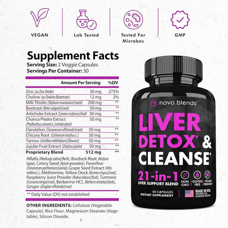 NOVO BLENDS - Novo Blends Liver Cleanse Detox & Repair 60 Capsulas - The Red Vitamin MX - Suplementos Alimenticios - {{ shop.shopifyCountryName }}