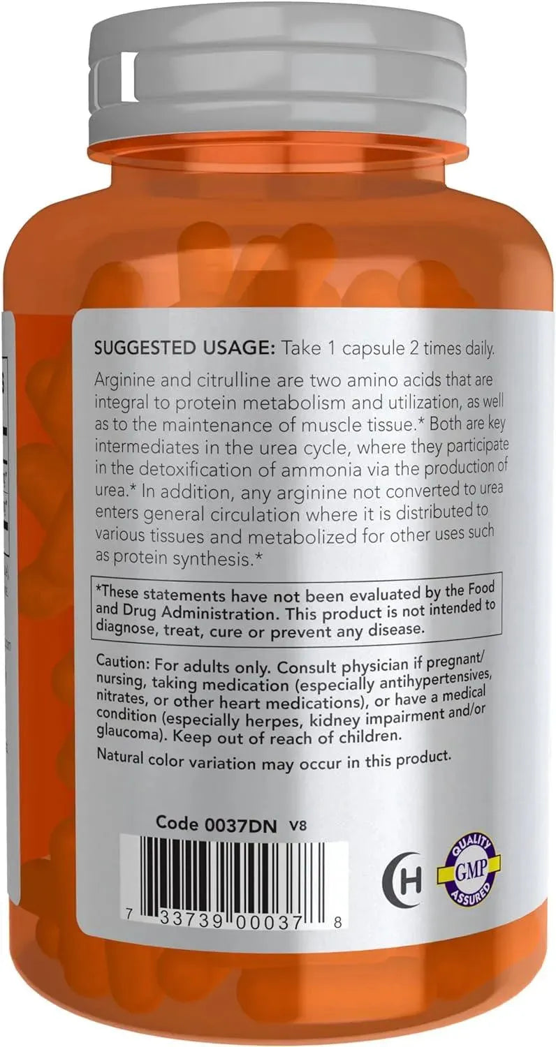 NOW SPORTS - NOW Foods Sports Nutrition Arginine & Citrulline 120 Capsulas - The Red Vitamin MX - Suplementos Alimenticios - {{ shop.shopifyCountryName }}