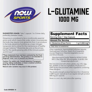 NOW SPORTS - NOW Sports L-Glutamine 1000Mg. 120 Capsulas - The Red Vitamin MX - Suplementos Alimenticios - {{ shop.shopifyCountryName }}