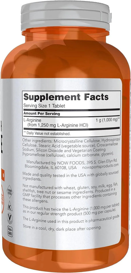 NOW SPORTS - NOW Sports Nutrition L-Arginine 1000Mg. 180 Tabletas - The Red Vitamin MX - Suplementos Alimenticios - {{ shop.shopifyCountryName }}