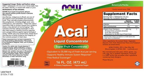 NOW SUPPLEMENTS - NOW Supplements Acai Liquid 473Ml. - The Red Vitamin MX - Suplementos Alimenticios - {{ shop.shopifyCountryName }}