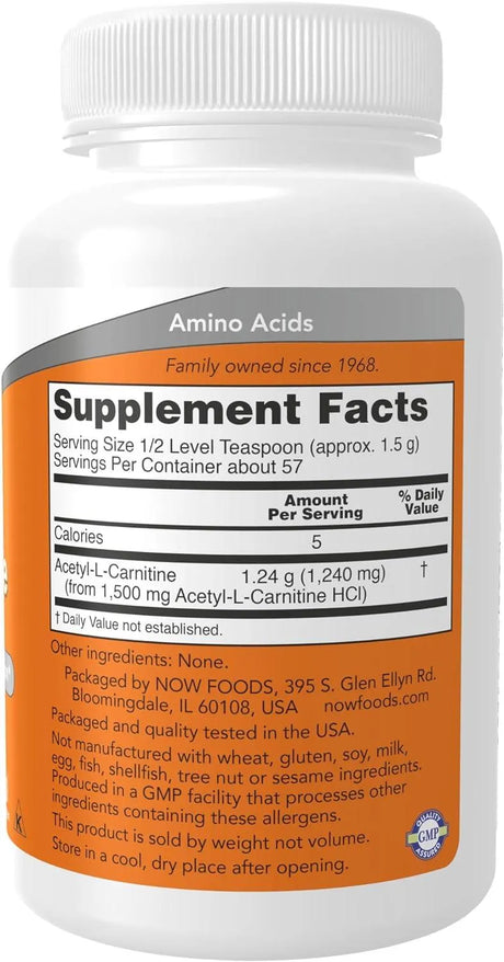 NOW SUPPLEMENTS - NOW Supplements Acetyl-L-Carnitine Powder 85Gr. - The Red Vitamin MX - Suplementos Alimenticios - {{ shop.shopifyCountryName }}