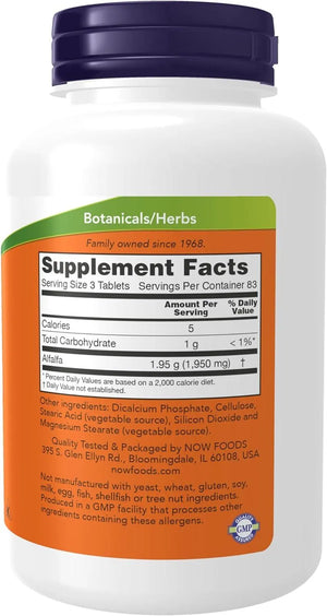 NOW SUPPLEMENTS - NOW Supplements Alfalfa 650Mg. 250 Tabletas - The Red Vitamin MX - Suplementos Alimenticios - {{ shop.shopifyCountryName }}