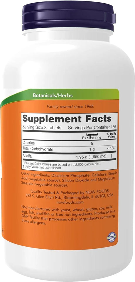 NOW SUPPLEMENTS - NOW Supplements Alfalfa 650Mg. 500 Tabletas - The Red Vitamin MX - Suplementos Alimenticios - {{ shop.shopifyCountryName }}