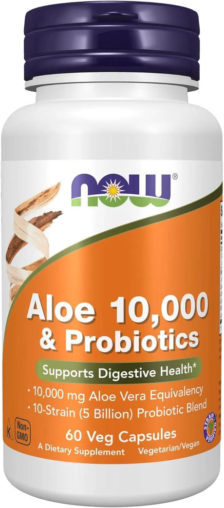 NOW SUPPLEMENTS - NOW Supplements Aloe 10,000 & Probiotics 60 Capsulas - The Red Vitamin MX - Suplementos Alimenticios - {{ shop.shopifyCountryName }}