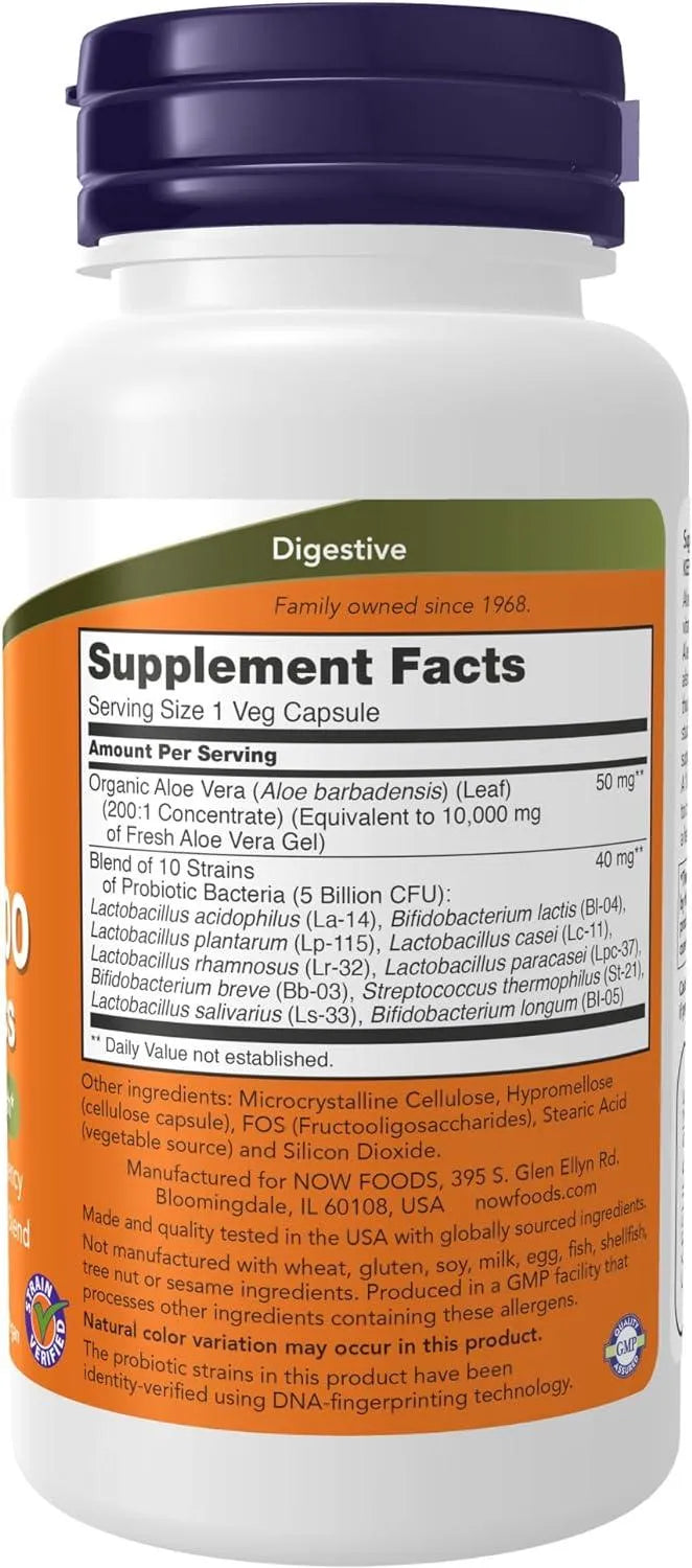 NOW SUPPLEMENTS - NOW Supplements Aloe 10,000 & Probiotics 60 Capsulas - The Red Vitamin MX - Suplementos Alimenticios - {{ shop.shopifyCountryName }}