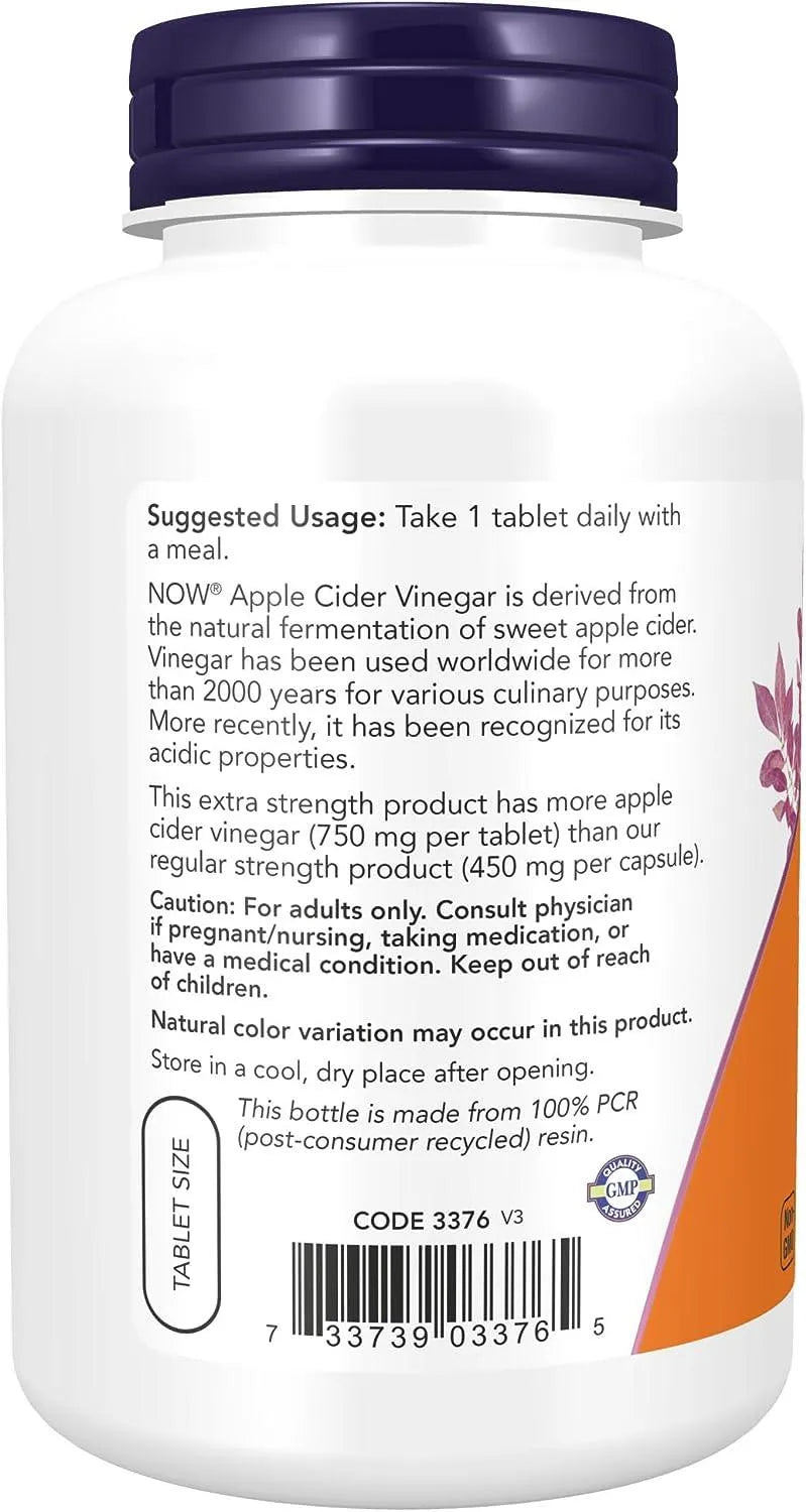 NOW SUPPLEMENTS - NOW Supplements Apple Cider Vinegar 750Mg. Tabletas - The Red Vitamin MX - Suplementos Alimenticios - {{ shop.shopifyCountryName }}