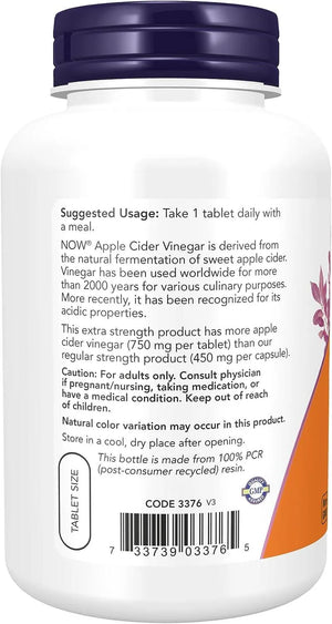 NOW SUPPLEMENTS - NOW Supplements Apple Cider Vinegar 750Mg. Tabletas - The Red Vitamin MX - Suplementos Alimenticios - {{ shop.shopifyCountryName }}