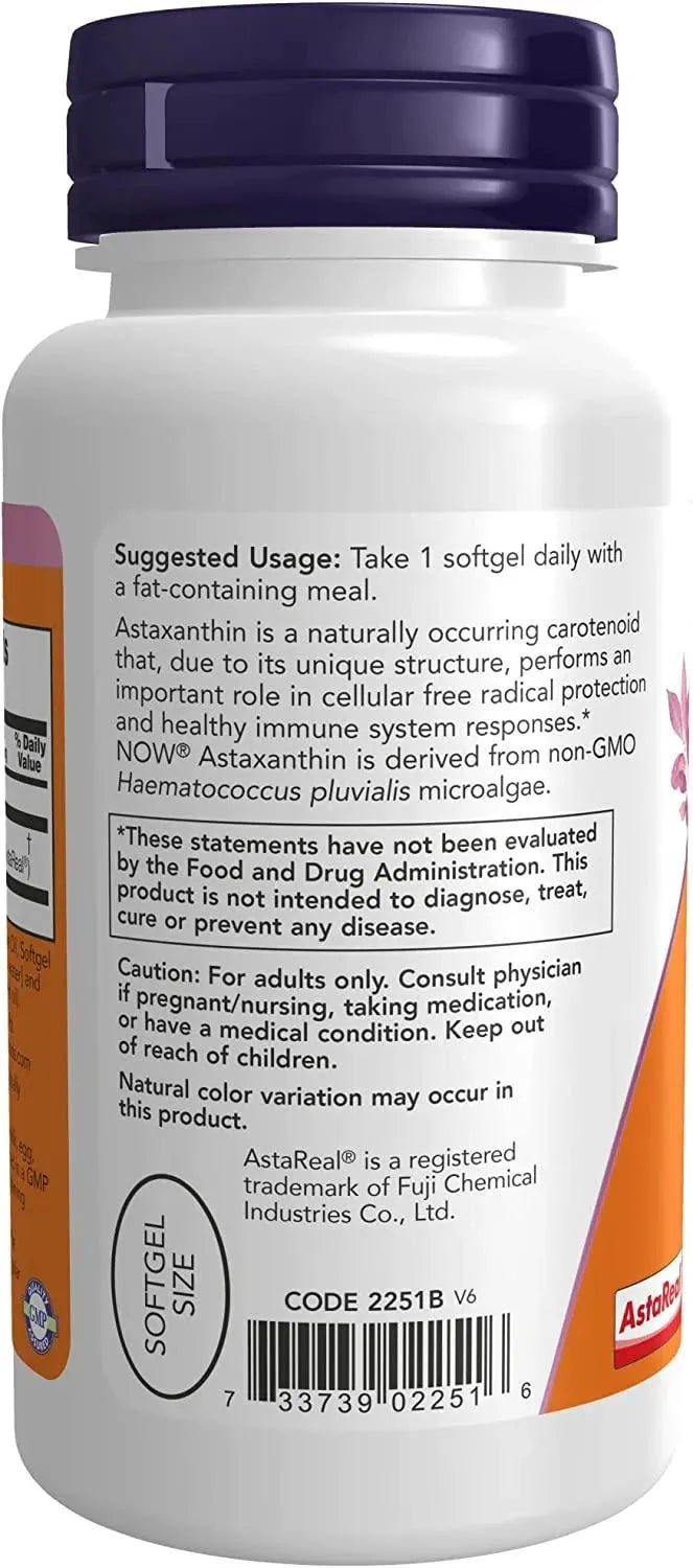 NOW SUPPLEMENTS - NOW Supplements Astaxanthin 10Mg. 60 Capsulas Blandas - The Red Vitamin MX - Suplementos Alimenticios - {{ shop.shopifyCountryName }}