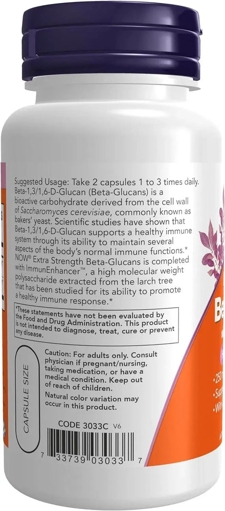 NOW SUPPLEMENTS - NOW Supplements Beta-Glucans with ImmunEnhancer 60 Capsulas - The Red Vitamin MX - Suplementos Alimenticios - {{ shop.shopifyCountryName }}