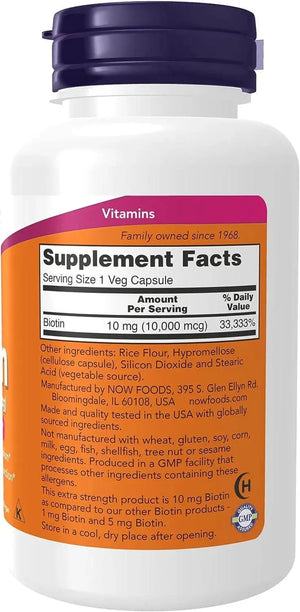 NOW SUPPLEMENTS - NOW Supplements Biotin 10,000 mcg 120 Capsulas - The Red Vitamin MX - Suplementos Alimenticios - {{ shop.shopifyCountryName }}