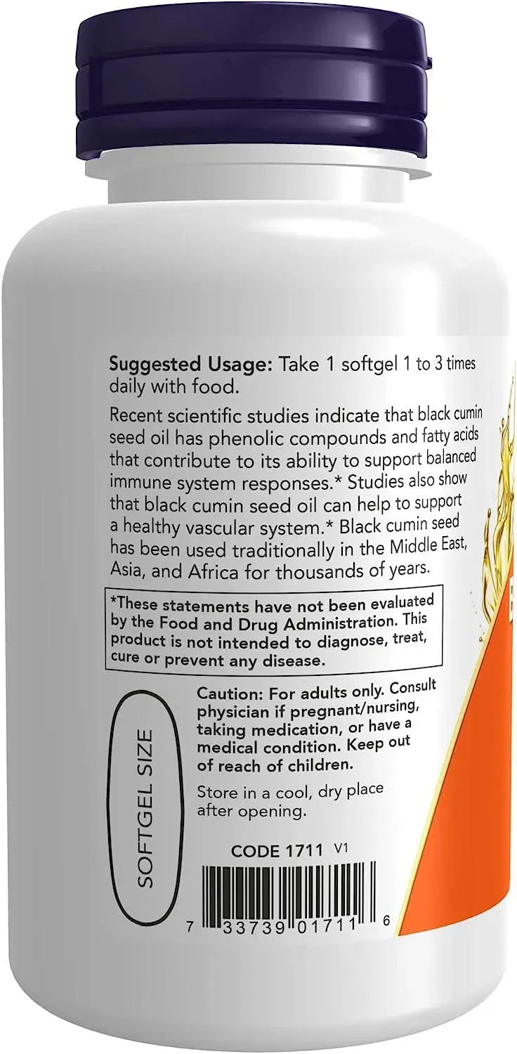 NOW SUPPLEMENTS - NOW Supplements Black Cumin Seed Oil 1000Mg. 60 Capsulas Blandas - The Red Vitamin MX - Suplementos Alimenticios - {{ shop.shopifyCountryName }}
