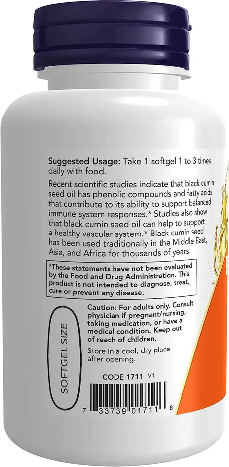 NOW SUPPLEMENTS - NOW Supplements Black Cumin Seed Oil 1000Mg. 60 Capsulas Blandas - The Red Vitamin MX - Suplementos Alimenticios - {{ shop.shopifyCountryName }}