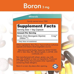 NOW SUPPLEMENTS - NOW Supplements Boron 3Mg. 250 Capsulas - The Red Vitamin MX - Suplementos Alimenticios - {{ shop.shopifyCountryName }}