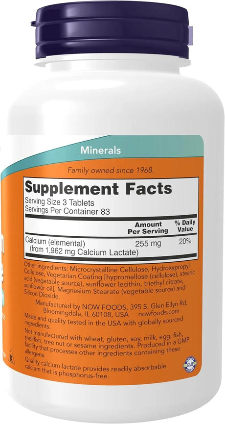 NOW SUPPLEMENTS - NOW Supplements Calcium Lactate 250 Tabletas - The Red Vitamin MX - Suplementos Alimenticios - {{ shop.shopifyCountryName }}