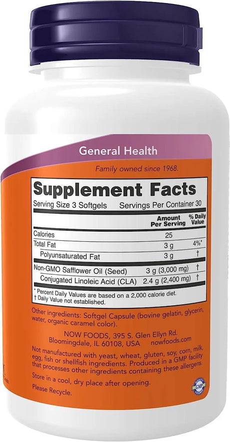 NOW SUPPLEMENTS - NOW Supplements CLA Conjugated Linoleic Acid 800Mg. 90 Capsulas Blandas - The Red Vitamin MX - Suplementos Alimenticios - {{ shop.shopifyCountryName }}