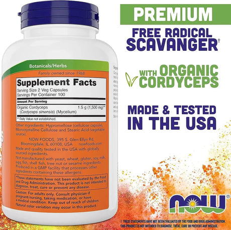 NOW SUPPLEMENTS - NOW Supplements Cordyceps 750Mg. 200 Capsulas - The Red Vitamin MX - Suplementos Alimenticios - {{ shop.shopifyCountryName }}