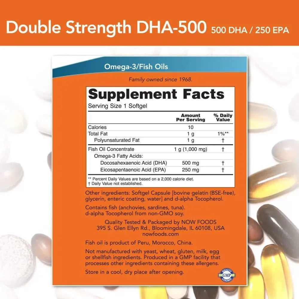 NOW SUPPLEMENTS - NOW Supplements DHA-500 with 250 EPA 180 Capsulas Blandas - The Red Vitamin MX - Suplementos Alimenticios - {{ shop.shopifyCountryName }}