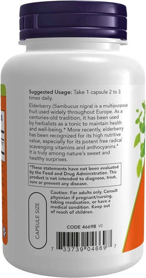 NOW SUPPLEMENTS - NOW Supplements Elderberry 500Mg. 120 Capsulas - The Red Vitamin MX - Suplementos Alimenticios - {{ shop.shopifyCountryName }}