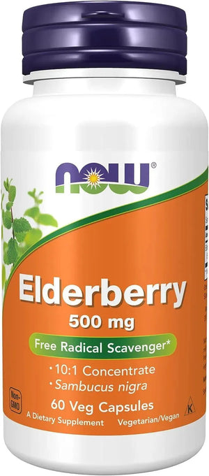 NOW SUPPLEMENTS - NOW Supplements Elderberry 500Mg. 60 Capsulas - The Red Vitamin MX - Suplementos Alimenticios - {{ shop.shopifyCountryName }}