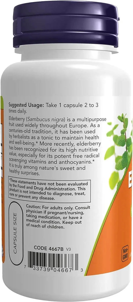 NOW SUPPLEMENTS - NOW Supplements Elderberry 500Mg. 60 Capsulas - The Red Vitamin MX - Suplementos Alimenticios - {{ shop.shopifyCountryName }}