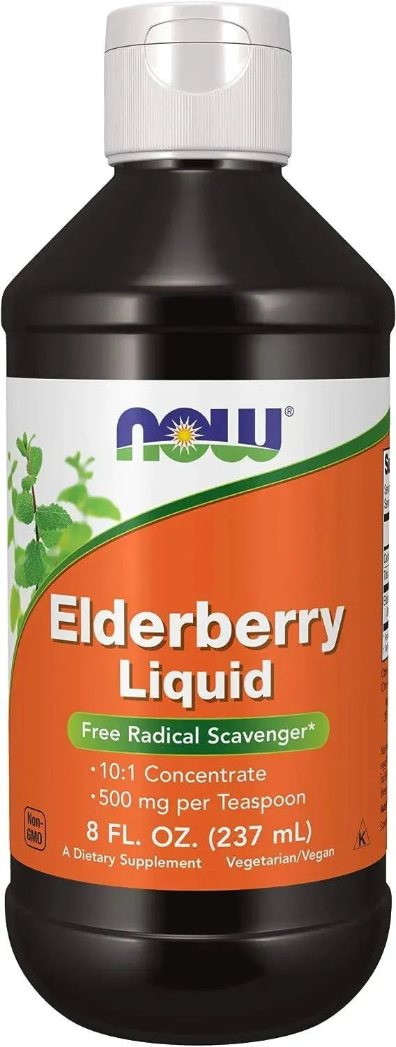 NOW SUPPLEMENTS - NOW Supplements Elderberry Liquid 500Mg. 237Ml. - The Red Vitamin MX - Suplementos Alimenticios - {{ shop.shopifyCountryName }}
