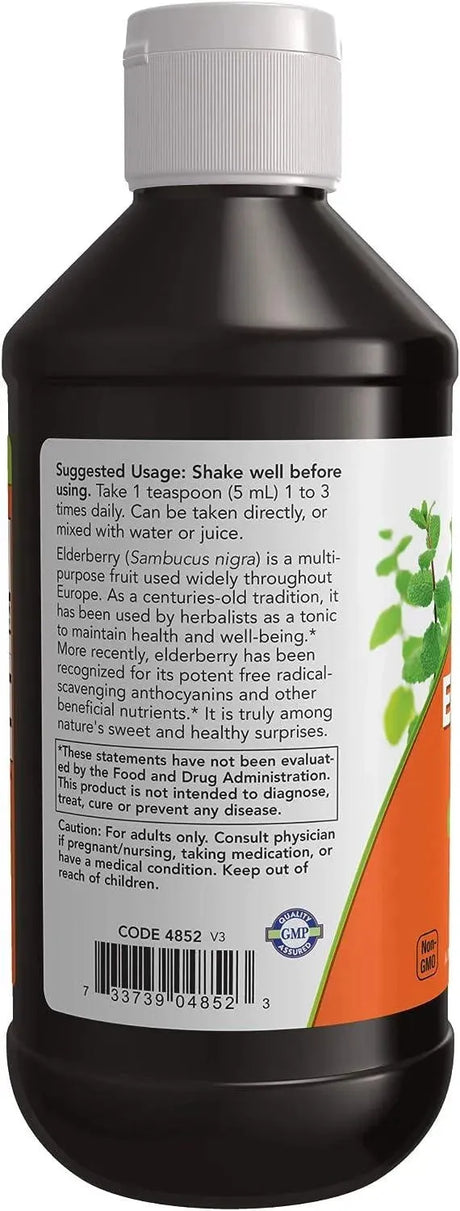 NOW SUPPLEMENTS - NOW Supplements Elderberry Liquid 500Mg. 237Ml. - The Red Vitamin MX - Suplementos Alimenticios - {{ shop.shopifyCountryName }}