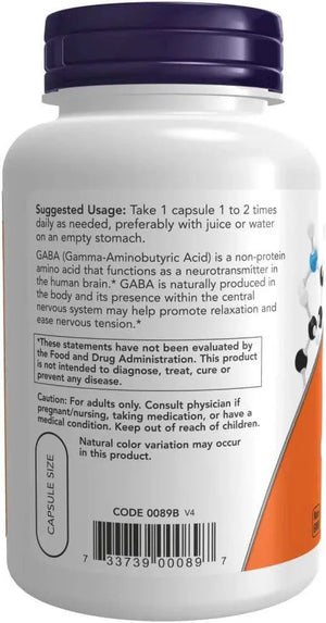 NOW SUPPLEMENTS - Now Supplements GABA 750Mg. 100 Capsulas 2 Pack - The Red Vitamin MX - Suplementos Alimenticios - {{ shop.shopifyCountryName }}