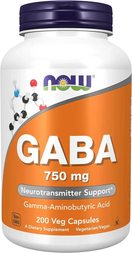 NOW SUPPLEMENTS - NOW Supplements GABA (Gamma-Aminobutyric Acid) 750Mg. 200 Capsulas - The Red Vitamin MX - Suplementos Alimenticios - {{ shop.shopifyCountryName }}