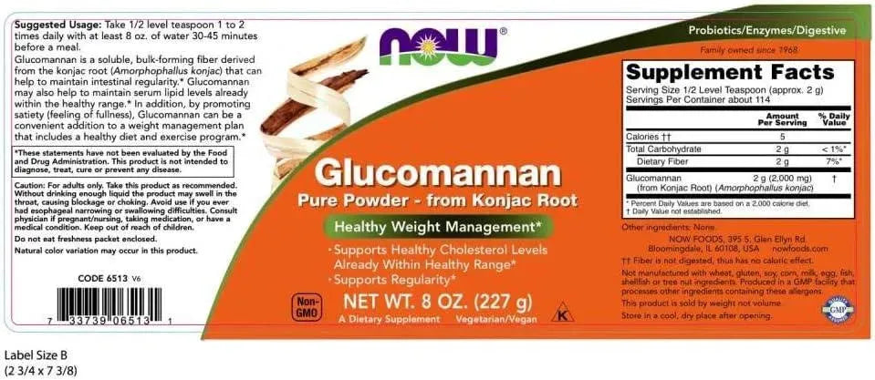 NOW SUPPLEMENTS - NOW Supplements Glucomannan Powder 227Gr. 2 Pack - The Red Vitamin MX - Suplementos Alimenticios - {{ shop.shopifyCountryName }}