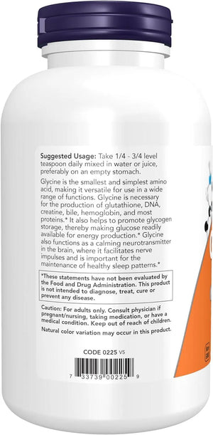 NOW SUPPLEMENTS - NOW Supplements Glycine Pure Powder 454Gr. - The Red Vitamin MX - Suplementos Alimenticios - {{ shop.shopifyCountryName }}