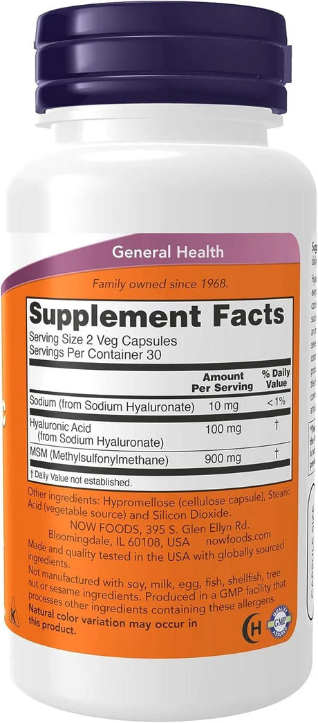 NOW SUPPLEMENTS - NOW Supplements Hyaluronic Acid 50Mg. 60 Capsulas - The Red Vitamin MX - Suplementos Alimenticios - {{ shop.shopifyCountryName }}