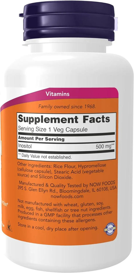 NOW SUPPLEMENTS - NOW Supplements Inositol 500Mg. 100 Capsulas - The Red Vitamin MX - Suplementos Alimenticios - {{ shop.shopifyCountryName }}