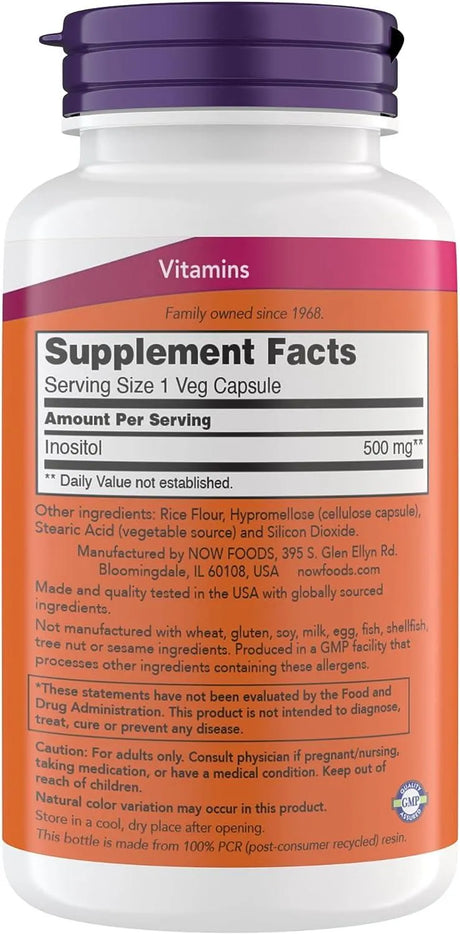 NOW SUPPLEMENTS - Now Supplements Inositol 500Mg. 200 Capsulas - The Red Vitamin MX - Suplementos Alimenticios - {{ shop.shopifyCountryName }}