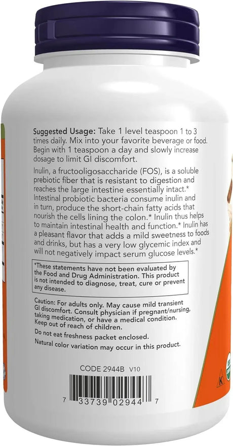 NOW SUPPLEMENTS - NOW Supplements Inulin Prebiotic Pure Powder 227Gr. - The Red Vitamin MX - Suplementos Alimenticios - {{ shop.shopifyCountryName }}