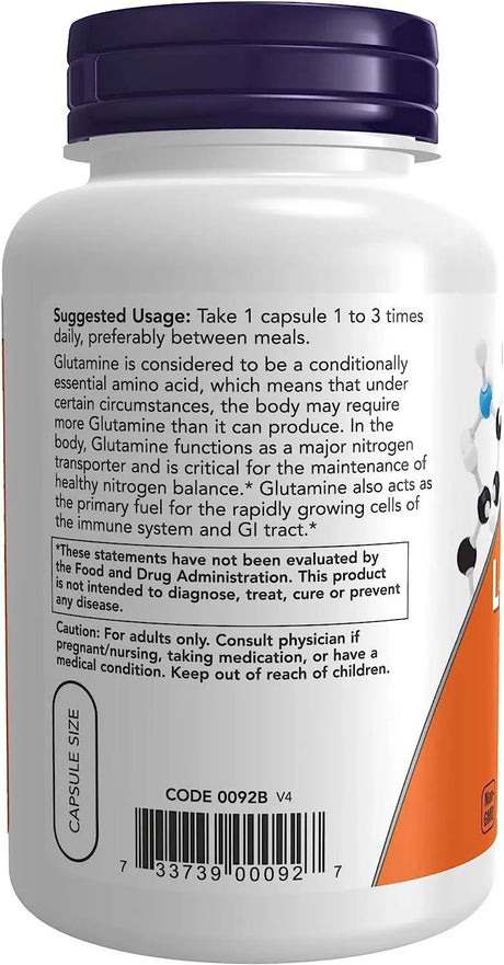 NOW SUPPLEMENTS - NOW Supplements L-Glutamine 500Mg. 120 Capsulas - The Red Vitamin MX - Suplementos Alimenticios - {{ shop.shopifyCountryName }}