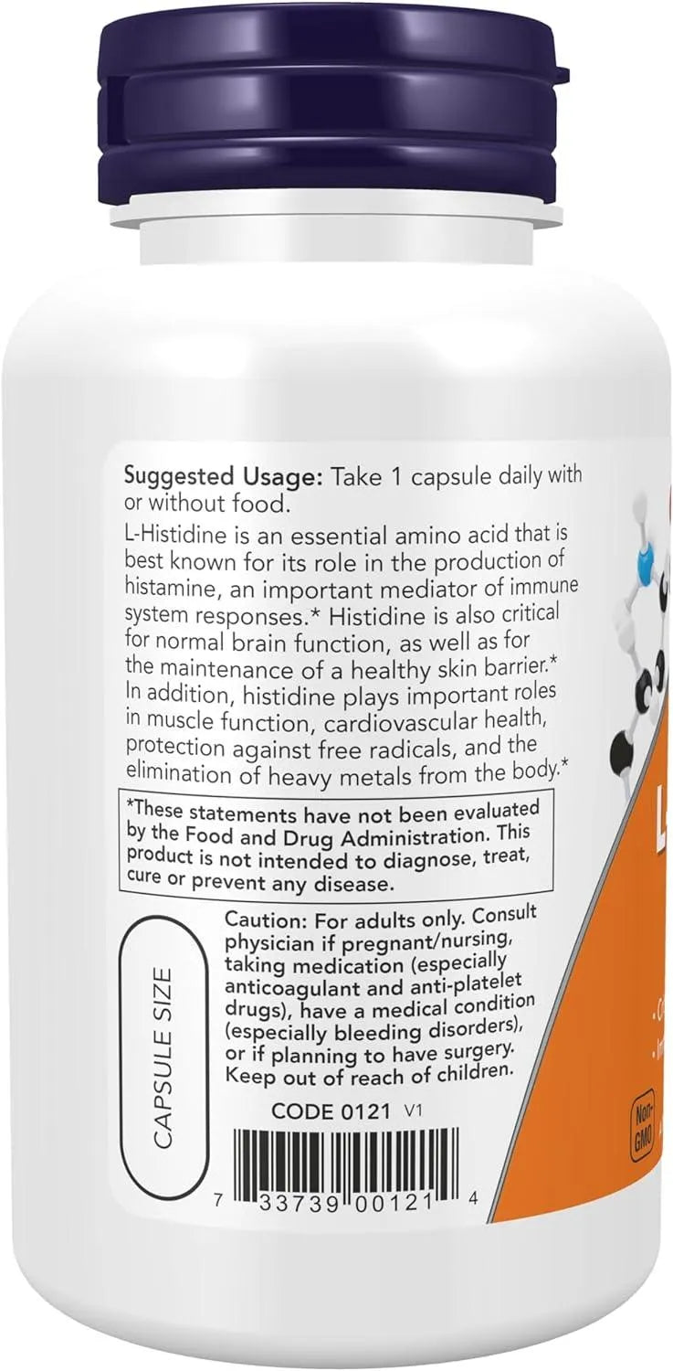 NOW SUPPLEMENTS - Now Supplements L-Histidine 600Mg. 60 Capsulas - The Red Vitamin MX - Suplementos Alimenticios - {{ shop.shopifyCountryName }}