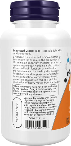 NOW SUPPLEMENTS - Now Supplements L-Histidine 600Mg. 60 Capsulas - The Red Vitamin MX - Suplementos Alimenticios - {{ shop.shopifyCountryName }}