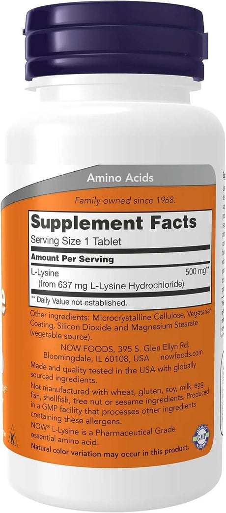 NOW SUPPLEMENTS - NOW Supplements L-Lysine 500Mg. 100 Tabletas - The Red Vitamin MX - Suplementos Alimenticios - {{ shop.shopifyCountryName }}