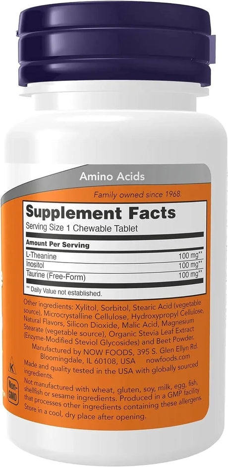 NOW SUPPLEMENTS - NOW Supplements L-Theanine 100Mg. 90 Tabletas Masticables - The Red Vitamin MX - Suplementos Alimenticios - {{ shop.shopifyCountryName }}