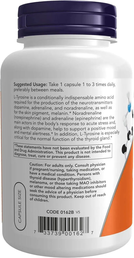 NOW SUPPLEMENTS - Now Supplements L-Tyrosine 500Mg. 120 Capsulas - The Red Vitamin MX - Suplementos Alimenticios - {{ shop.shopifyCountryName }}