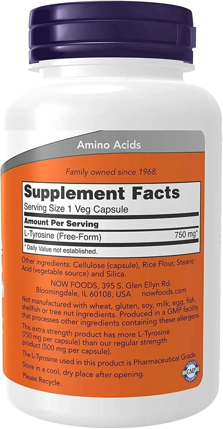 NOW SUPPLEMENTS - Now Supplements L-Tyrosine 750Mg. 90 Capsulas 2 Pack - The Red Vitamin MX - Suplementos Alimenticios - {{ shop.shopifyCountryName }}