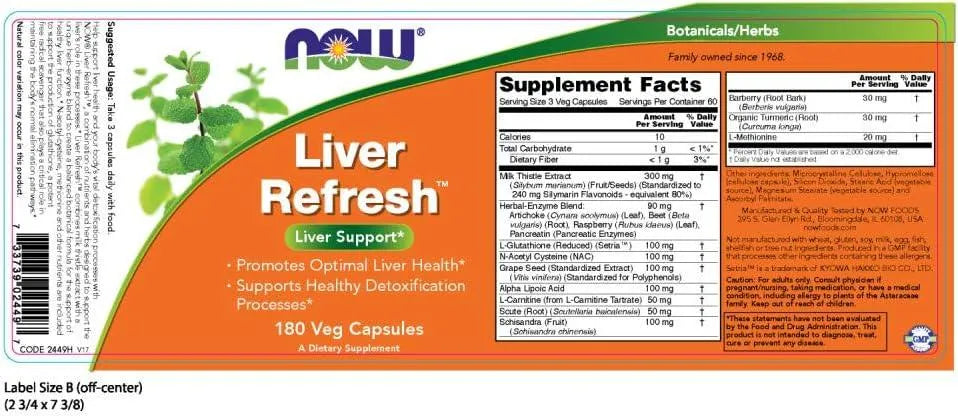 NOW SUPPLEMENTS - NOW Supplements Liver Refresh with Milk Thistle Extract 180 Capsulas - The Red Vitamin MX - Suplementos Alimenticios - {{ shop.shopifyCountryName }}