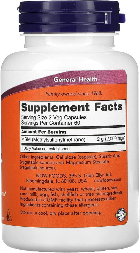 NOW SUPPLEMENTS - NOW Supplements MSM 1000Mg. 120 Capsulas - The Red Vitamin MX - Suplementos Alimenticios - {{ shop.shopifyCountryName }}