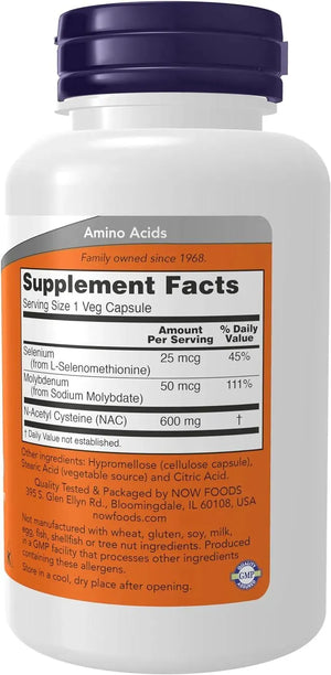 NOW SUPPLEMENTS - NOW Supplements NAC N-Acetyl Cysteine 600Mg. 100 Capsulas - The Red Vitamin MX - Suplementos Alimenticios - {{ shop.shopifyCountryName }}